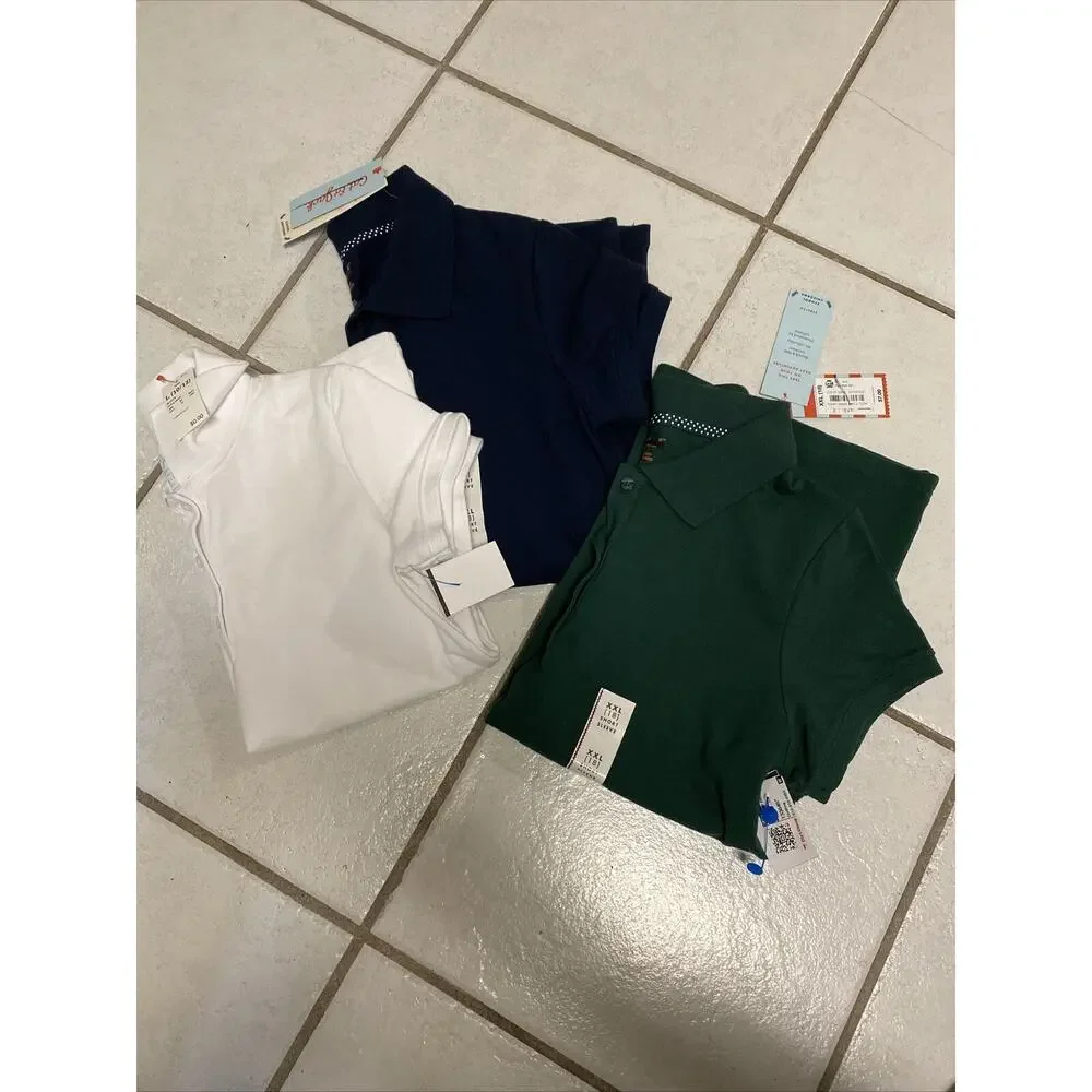 Girls L 10/12 White Cat & Jack Polo Shirt School Uniform * NWT